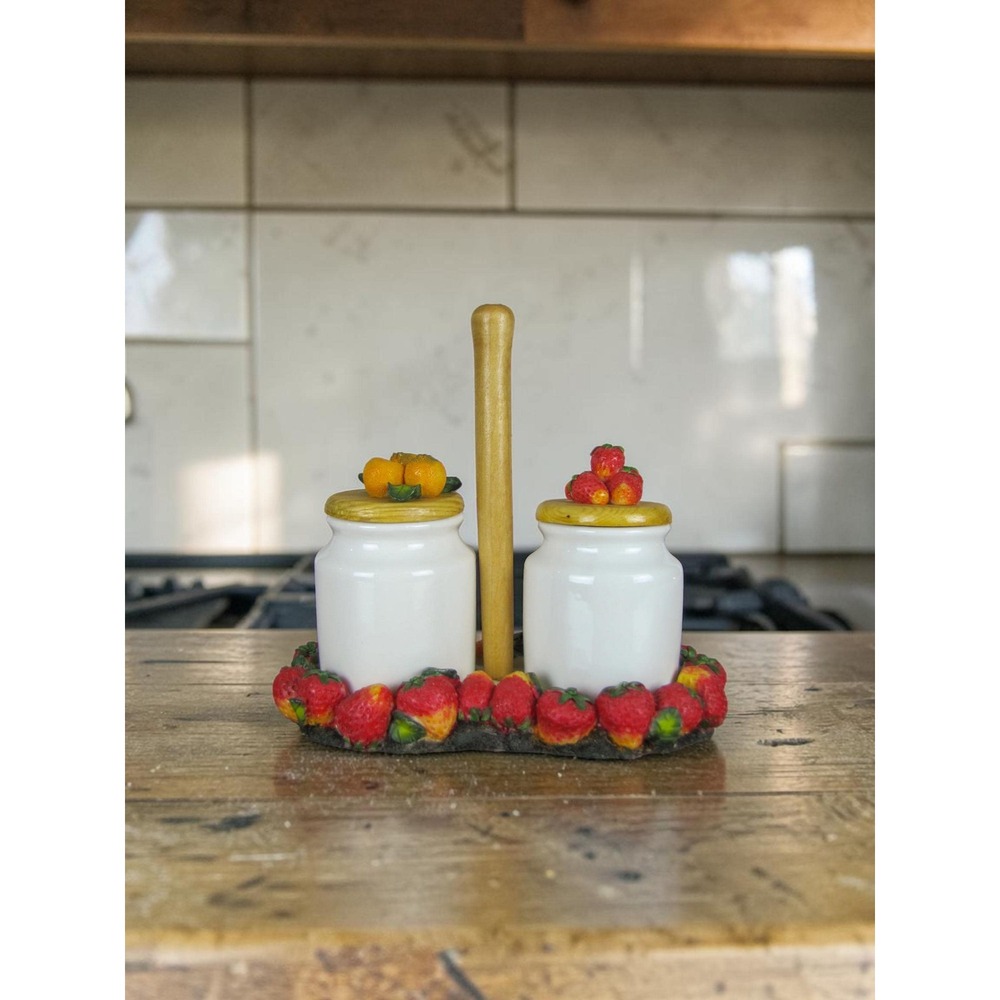 Vintage Strawberries and Oranges Jam Condiment Set